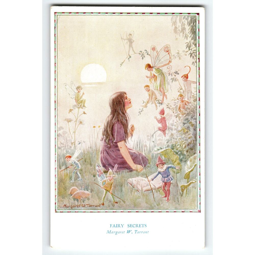 Margaret W. Tarrant Fairy Secrets Original Fantasy Postcard 5.5x3.5